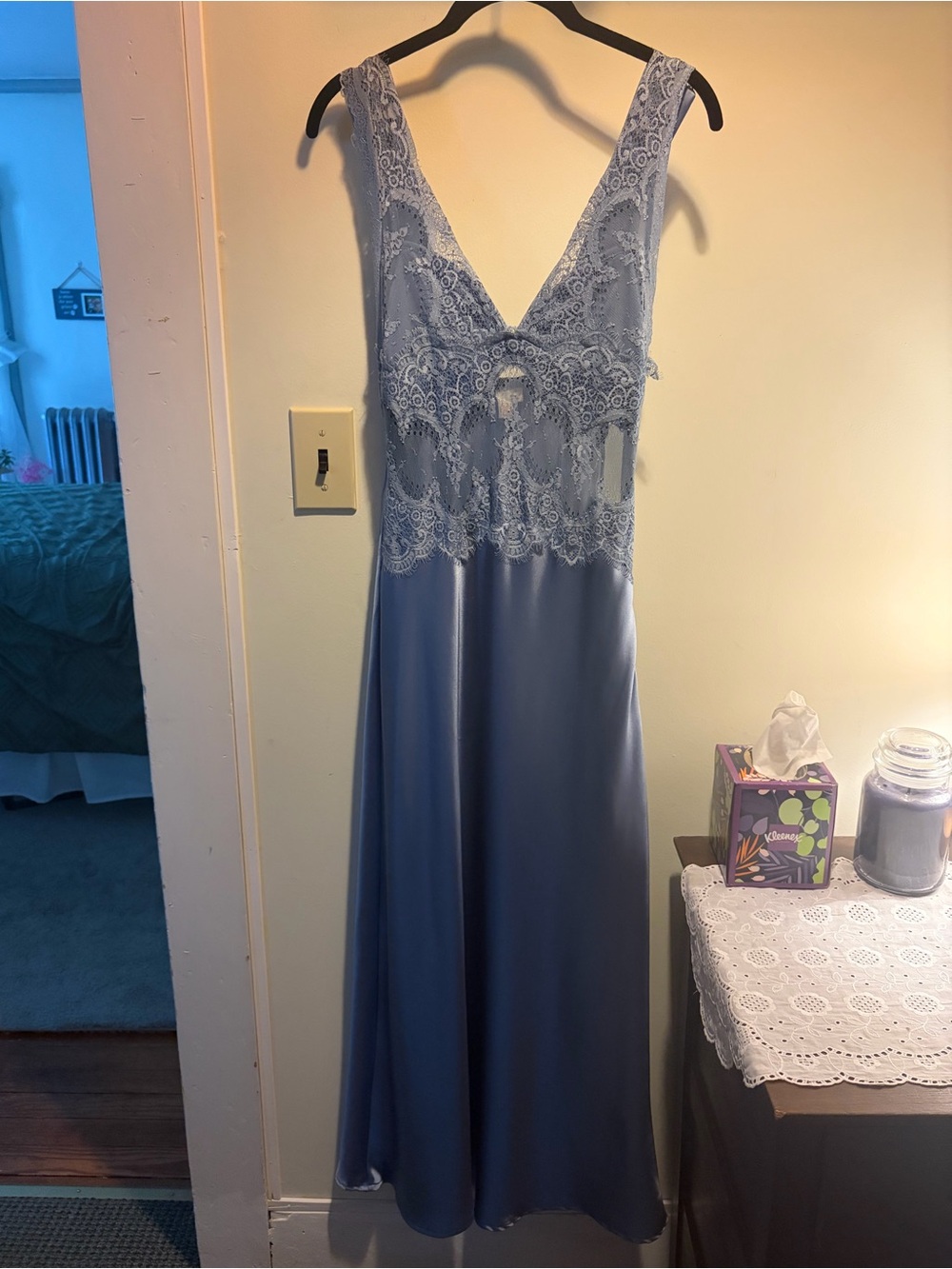 Blue Satin Wedding Guest Dress